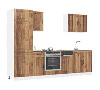 RMIHSJG Set di 7 mobili da cucina Lucca effetto legno anticato in legno con ampio spazio e piedini regolabili per un uso ottimale dello spazio e una facile pulizia