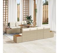 RMIHSJG Set di 8 divani da giardino con cuscino, beige, in rattan sintetico, modulare, per esterni, resistente alle intemperie, con sette comodi cuscini e design intrecciato a mano