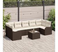 RMIHSJG Set di 8 divani da giardino con cuscino marrone e crema in polyrattan, design modulare con piedini regolabili per terrazza e veranda, lavorazione a mano