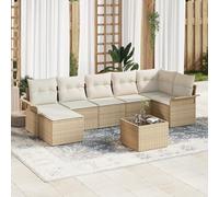 RMIHSJG Set di 8 divani da giardino con cuscino, marrone, in polyrattan, tessuto a mano, struttura modulare, impermeabile, grande capacità di seduta per un massimo di sei persone, mobili esterni