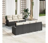 RMIHSJG Set di 8 divani da giardino con polyrattan nero e cuscino crema, mobili da esterno per balcone e veranda d'inverno, set di divano in rattan resistente alle intemperie, con tavolo e regolabile