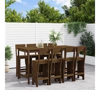 RMIHSJG Set di 9 bar da giardino in legno massello di pino con 4 sgabelli da bar e tavolo, mobili da terrazza per balcone e giardino, design rustico, costruzione robusta, comoda