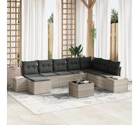 RMIHSJG Set di 9 divani da giardino con cuscini resistenti alle intemperie, in rattan sintetico, modulare, per giardino, balcone e terrazza, spaziosi mobili lounge con lussuoso