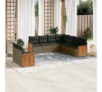 RMIHSJG Set di 9 divani da giardino con cuscino grigio polyrattan, design modulare con vano portaoggetti e sacchetto impermeabile, rivestimenti rimovibili, mobili in rattan PE resistente alle