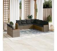 RMIHSJG Set di 9 divani da giardino con cuscino grigio polyrattan, design modulare con vano portaoggetti e sacchetto impermeabile, rivestimenti rimovibili, mobili in rattan PE resistente alle