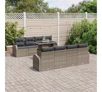 RMIHSJG Set di 9 divani da giardino con cuscino grigio polyrattan, set modulare per esterni per balcone e terrazza, in polyrattan resistente alle intemperie con lavorazione a mano, comodo
