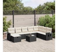 RMIHSJG Set di 9 divani da giardino con cuscino in polyrattan, mobili da esterno in rattan sintetico, con spazio impermeabile e rivestimenti rimovibili, design modulare per terrazza