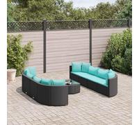 RMIHSJG Set di 9 divani da giardino con cuscino, in rattan sintetico, design modulare per terrazza, comoda imbottitura e struttura stabile, resistente alle intemperie, in rattan sintetico PE con piano