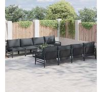 RMIHSJG Set di 9 divani da giardino in acciaio nero con cuscino, modulare per esterni, 4 divani a braccio e 4 divani centrali, imbottitura resistente alle intemperie, design moderno per terrazza e