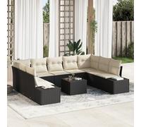 RMIHSJG Set di 9 divani da giardino in rattan sintetico marrone con cuscino color crema per 9 persone, mobili da esterno dal design moderno, resistente alle intemperie e facile da pulire per terrazze