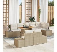 RMIHSJG Set di 9 pezzi di divano da giardino con cuscino in beige, mobili modulari in polyrattan, per terrazza, robusto telaio in alluminio con spazio di archiviazione, comodo set per otto persone