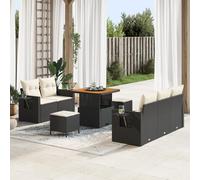 RMIHSJG Set di divani da giardino con cuscino in polyrattan nero, modulare per 6 persone, imbottitura resistente alle intemperie, cestino in plastica intrecciato a mano, piedini regolabili,