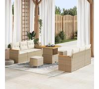RMIHSJG Set di divani da giardino modulare con cuscino e funzione di stoccaggio in beige in polyrattan e legno di acacia per terrazza. Questo set di divani modulari per esterni trasforma il tuo
