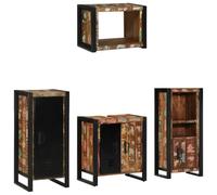 RMIHSJG Set di mobili da bagno con ripiano, 4 pezzi, in legno massiccio, moderno, moderno, montaggio a parete. Questo elegante set di mobili combina funzionalità e stile con i piedi