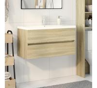 RMIHSJG Set di mobili da bagno in ceramica e legno con lavabo e cassettiera, montaggio a parete, resistente all'umidità, design salvaspazio per ottimali