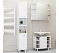 RMIHSJG Set di mobili da bagno in legno bianco con mobiletto alto, mobiletto per lavabo e armadietto a specchio per spazio, durevole e stabile con design decorativo