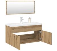 RMIHSJG Set di mobili da bagno in legno di quercia Artisan con lavabo e montaggio a parete per bagno