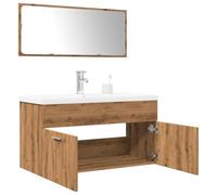 RMIHSJG Set di mobili da bagno in legno di quercia Artisan, con mobiletto per lavabo e pratica porta per spazio ottimale, superficie facile da pulire e montaggio stabile