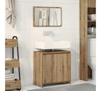 RMIHSJG Set di mobili da bagno in legno di quercia Artisan con mobiletto per lavabo e pratica porta per un ingombro ottimale, superficie facile da pulire e montaggio a parete stabile