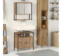 RMIHSJG Set di mobili da bagno moderno 2 pezzi con ripiano con anta in legno marrone mobiletto lavabo e armadio da parete per la conservazione, design funzionale con risparmio energetico