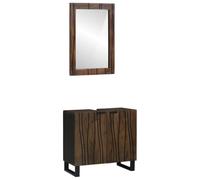 RMIHSJG Set di mobili da bagno moderno da 2 pezzi con ripiano in legno di noce, con specchio piatto e lavabo per uno spazio ottimale ed estetica sottile