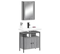 RMIHSJG Set di mobili da bagno Sonoma grigio in legno con mobiletto lavabo e armadietto a specchio per una conservazione ottimale