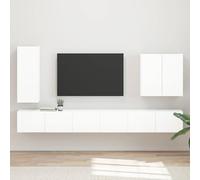 RMIHSJG Set di mobili da parete, 6 pezzi, bianco lucido, multifunzione, resistente alle intemperie, per interni ed esterni, con scaffali regolabili, versatili e durevoli