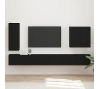 RMIHSJG Set di mobili da parete, 6 pezzi, nero, multifunzione, con scomparti per interni ed esterni, sistema di archiviazione resistente alle intemperie, decorazione regolabile per soggiorno, giardino
