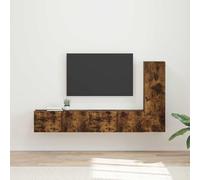 RMIHSJG Set di mobili per TV, 3 pezzi, in legno di rovere affumicato, con montaggio a parete e ampi scomparti per il soggiorno moderno, elegante set di mobili per TV salvaspazio