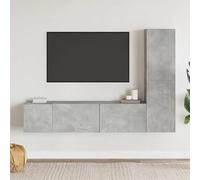 RMIHSJG Set di Mobili Porta TV 3 pz Grigio Cemento in Legno Multistrato con Supporto a Parete e Scomparti Multiuso per Soggiorno Moderno e Funzionale