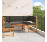 RMIHSJG Set di panche da giardino in legno massello di acacia 3 pezzi, colore marrone, con tavolo per terrazza e giardino, resistente alle intemperie, con design rustico, per momenti di relax