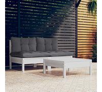 RMIHSJG Set lounge da giardino in legno di pino massiccio con cuscino antracite, 3 pezzi per terrazzo e giardino, robusto mobile modulare per esterni per relax e socializzazione,