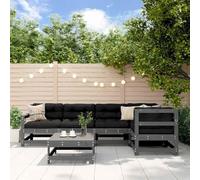 RMIHSJG Set sala da giardino grigio in legno massello di pino con design a doghe per terrazze balconi, design modulare per combinazione flessibile, schienale comodo, mobili da esterno