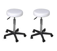 RMIHSJG Sgabello da ufficio, 2 pezzi, bianco, 35,5 x 84 cm, in similpelle, regolabile in altezza, con molla a gas e ruote, design moderno, per un comfort ottimale