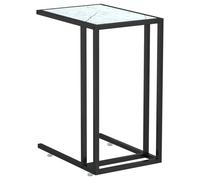 RMIHSJG Side Table - Tavolino piccolo da giardino per esterni, piccolo tavolo, tavolino per computer, in marmo bianco, 50 x 35 x 65 cm, in vetro temperato, per esterni, giardino, campeggio, piscina