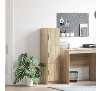 RMIHSJG Sonoma - Credenza in quercia con tre ante e grandi ripiani in truciolato e impiallacciatura di quercia per sala da pranzo e soggiorno, arredamento moderno con strutturato