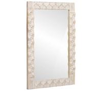 RMIHSJG Specchio da bagno in legno massello di mango con superficie lavata bianca 50 x 70 x 2,5 cm per estetica contemporanea e fascino senza tempo, specchio di design rettangolare