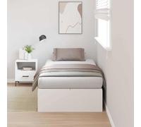 RMIHSJG Stoccaggio letto bianco 80 x 200 cm in legno e legno di pino con porta a cerniera e manico in similpelle, struttura moderna per camera da letto con vano nascosto