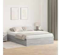 RMIHSJG Stoccaggio letto grigio Sonoma 150 x 200 cm letto moderno con porta a cerniera e spazio nascosto in legno massello per camera da letto elegante