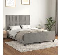 RMIHSJG Struttura del letto regolabile in altezza con testiera 140 x 190 cm in velluto grigio chiaro, gambe di supporto e doghe in compensato per un supporto ottimale e un comfort durante il sonno