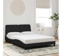 RMIHSJG Struttura in velluto con testiera, 140 x 200 cm, colore nero, design moderno a onde per un sonno riposante, con poggiatesta in schiuma e pratica chiusura lampo, senza materasso