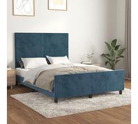 RMIHSJG Struttura in velluto regolabile in altezza con testiera blu scuro 140 x 190 cm, gambe di supporto stabili e doghe in compensato per una distribuzione ottimale del peso e un supporto ergonomico