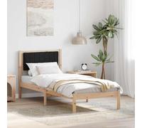 RMIHSJG Struttura letto con testiera imbottita nera 75 x 190 cm in legno di pino per un design moderno della camera da letto e un comfort rilassante durante il sonno