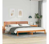 RMIHSJG Struttura letto in legno di pino massiccio, 180 x 210 cm, con testiera in marrone cera, per un design moderno della camera da letto