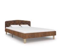 RMIHSJG Struttura letto marrone effetto camoscio 120 x 200 cm con resistente finta pelle scamosciata e gambe in acciaio verniciato a polvere per una lunga durata e una facile pulizia