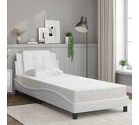 RMIHSJG Struttura letto senza materasso Zara bianco 90 x 200 cm ecopelle con testiera e doghe in compensato per un sonno riposante e arredamento elegante