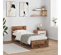 RMIHSJG Struttura per letto a LED con testiera e illuminazione, 75 x 190 cm, in legno, moderna camera da letto con strisce LED dinamiche