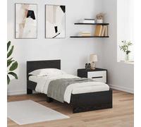 RMIHSJG Struttura per letto a LED con testiera e illuminazione, colore nero, effetto rovere, 75 x 190 cm, in legno, moderna camera da letto con luci a LED USB dinamiche