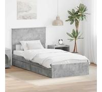 RMIHSJG Struttura per letto grigio 90 x 200 cm con cassetti in legno - Design moderno per camera da letto e soluzione di archiviazione intelligente