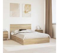 RMIHSJG Struttura per letto in rovere Sonoma 140 x 190 cm con cassetti in legno - Moderno letto per camera da letto dal design minimalista e intelligente spazio per un ottimo spazio di archiviazione